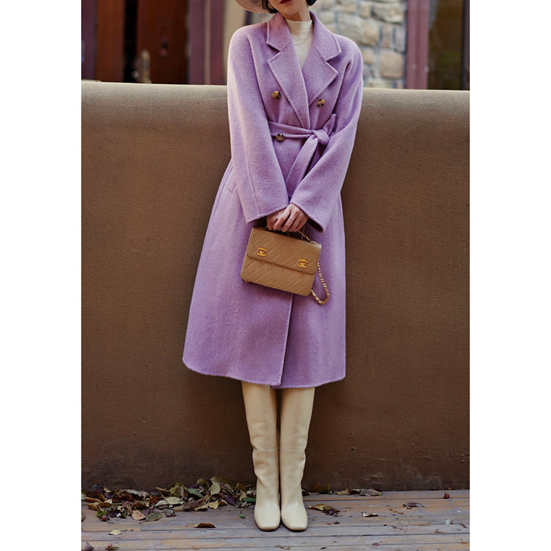 Purple lady long wool coat