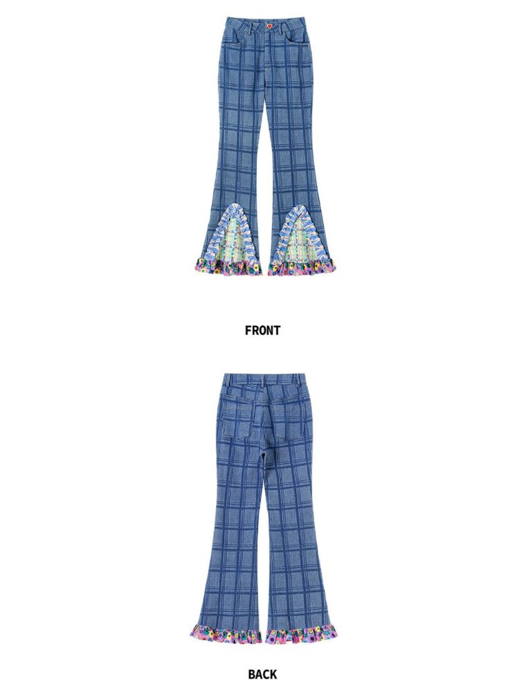 Plaid stretch slim fit slim high waist jeans【s0000002056】