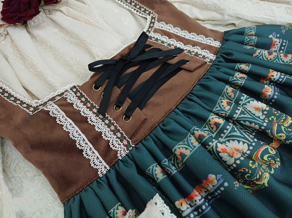 Miss Point - Praise of Abundance - Bavarian Velvet Lolita Jumper Dress