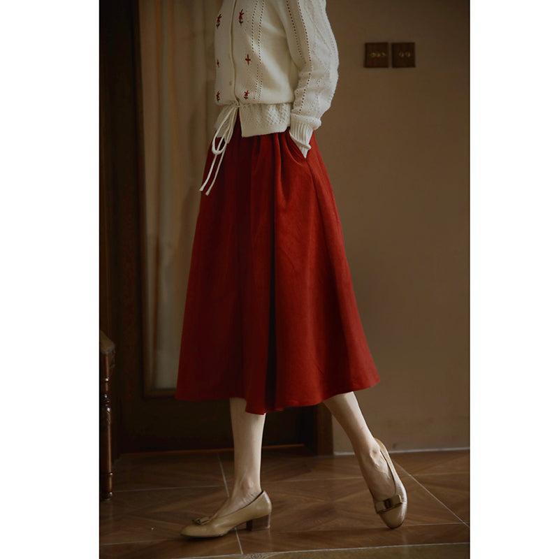 Crimson Lady Corduroy Umbrella Skirt