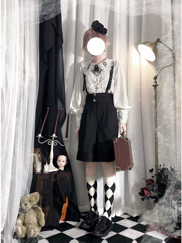 CastleToo - Corroding the Heart - Ouji Lolita Shirt Suspenders Shorts