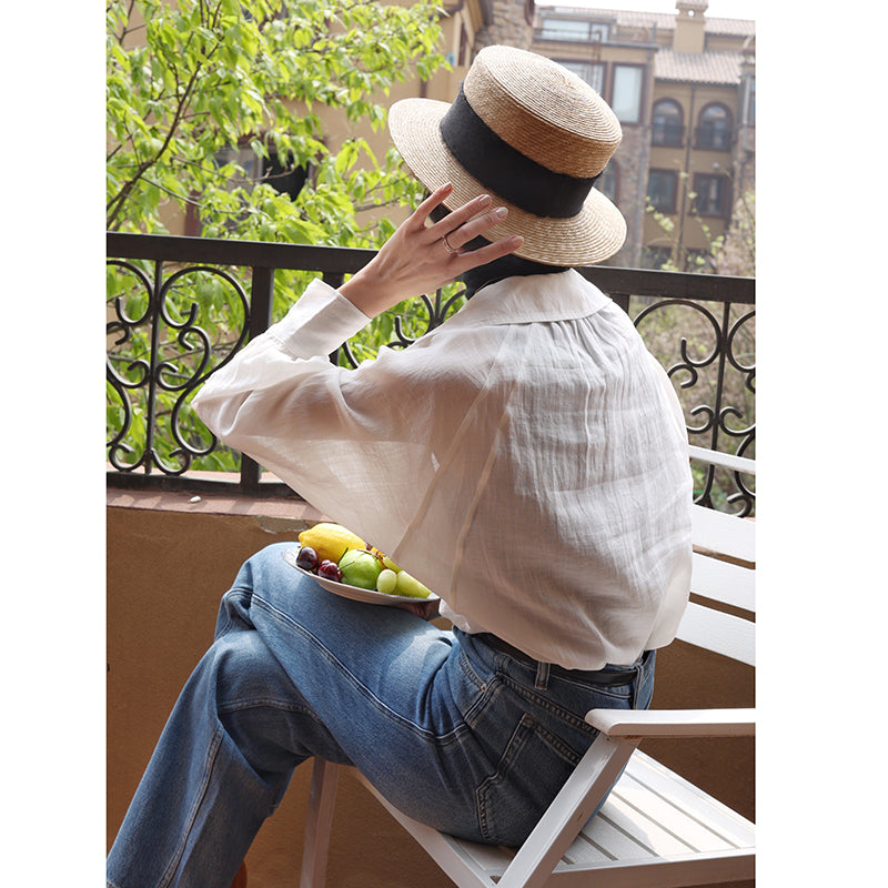 Lady White Linen Blouse