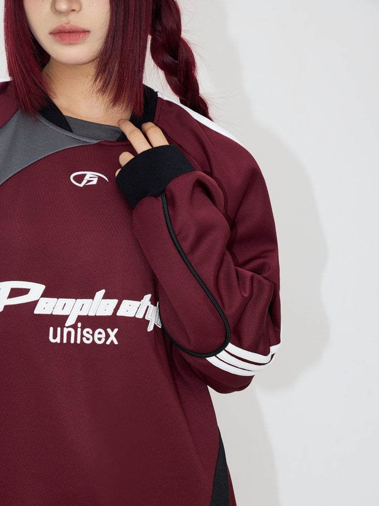 Football Contrast Color Splicing Embroidery Sweat【s0000004197】