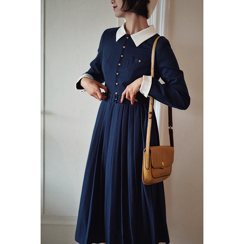 Navy blue classic dress