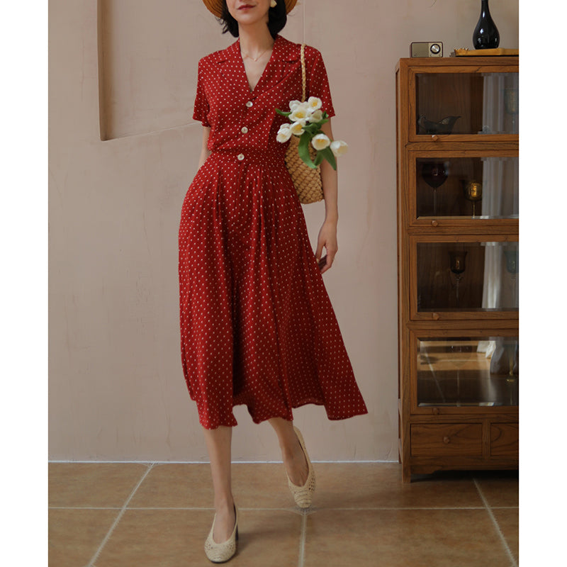 Red Polka Dot Pattern Retro Dress