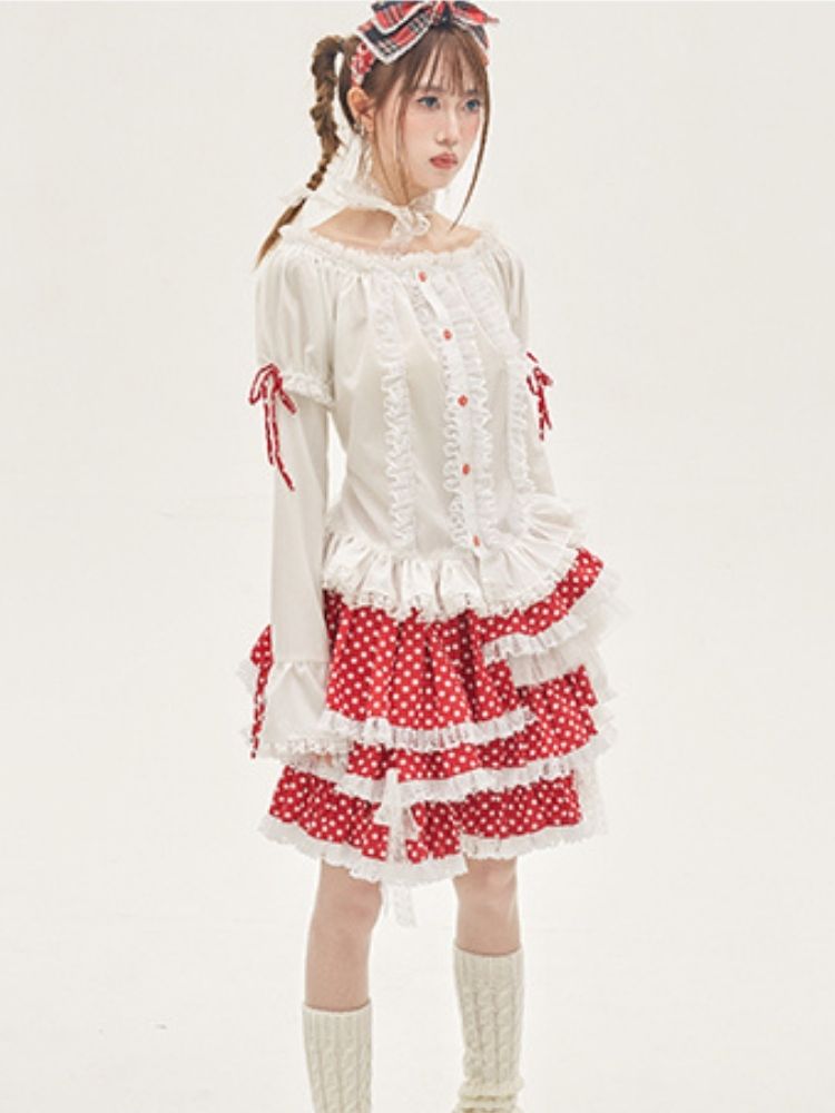 Ruffled Lace Blouse【s0000001876】