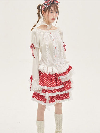 Ruffled Lace Blouse【s0000001876】