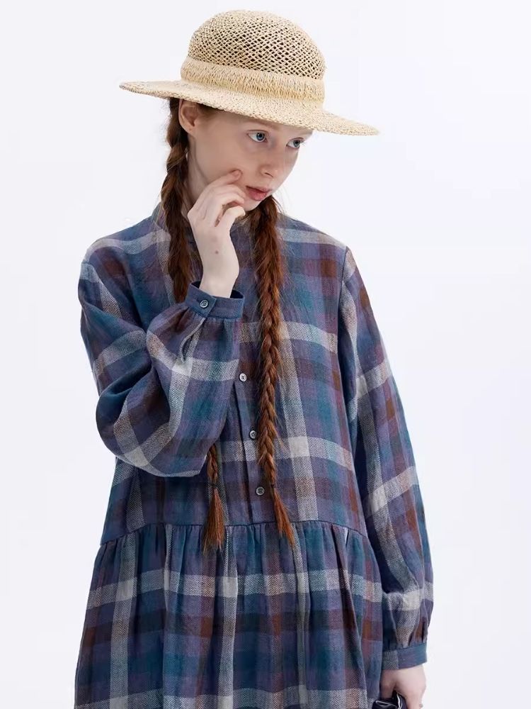 Plaid Long Sleeve Dress【s0000007953】