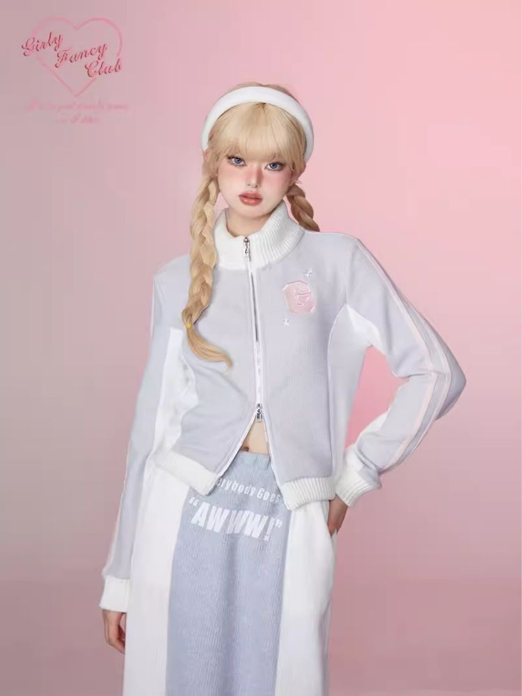 Stand Up Neck Top Double Zipper Sweatshirt【s0000006345】