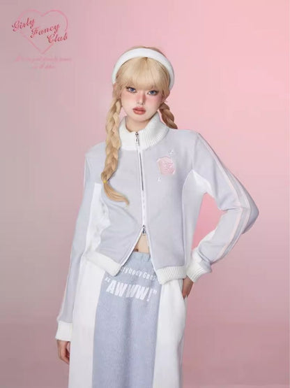 Stand Up Neck Top Double Zipper Sweatshirt【s0000006345】