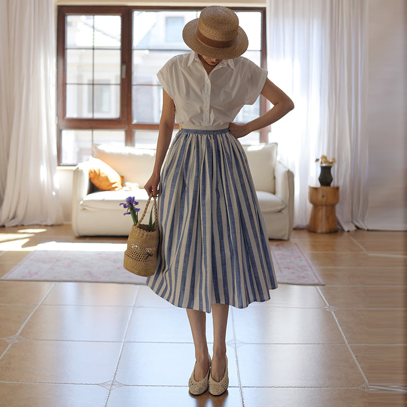 vertical striped hepburn skirt