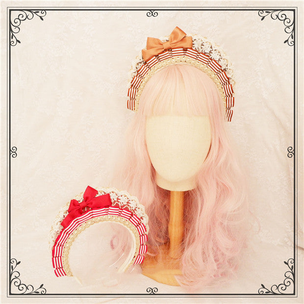 Foxcherry-Sweet Lolita Striped Maid Headdress Multicolors