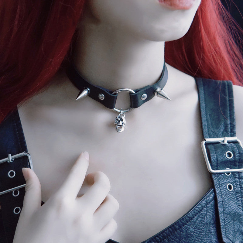Strange Sugar - Gothic Lolita Cross Leather Choker
