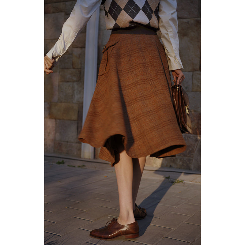 British Plaid Retro Umbrella Skirt