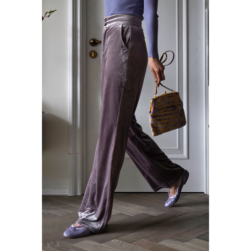 Colored wide leg velor pants