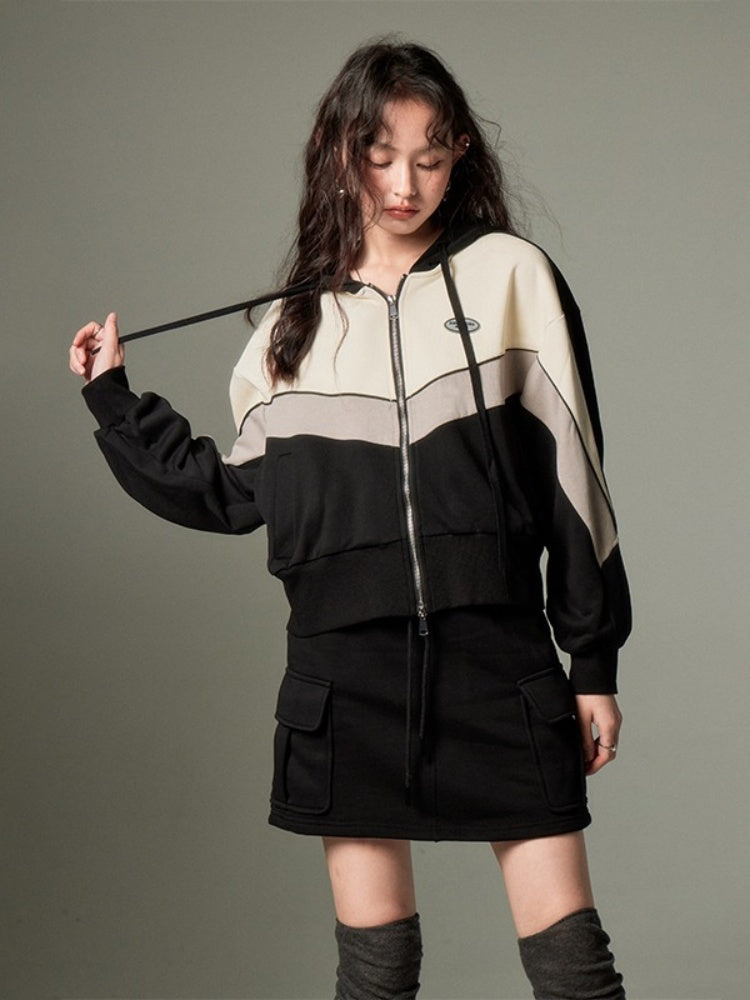 Sports Style ZIP-Up Hoodie ＆ A-Line Skirt【s0000003191】