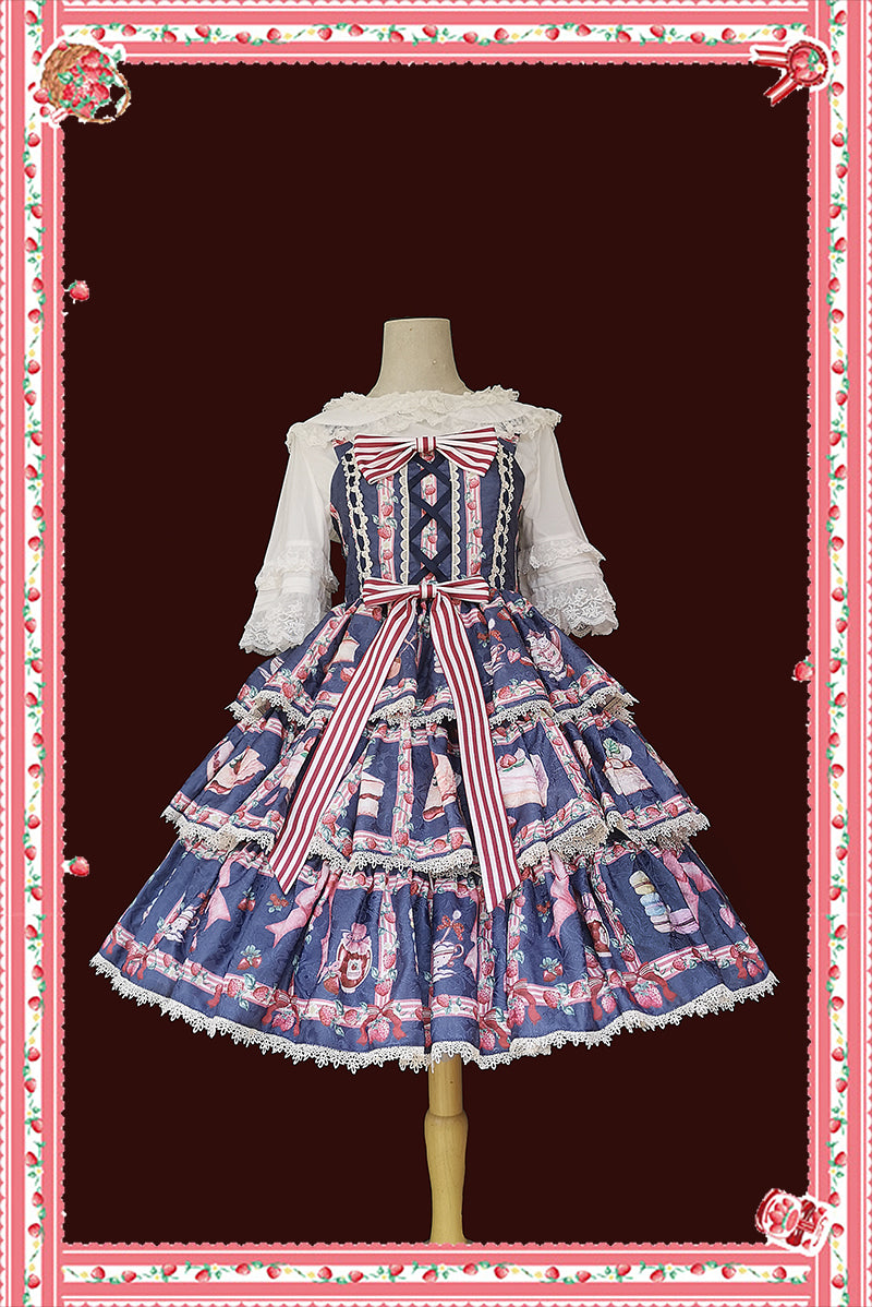 Infanta-Strawberry Tea - Tiered Ruffles Lolita JSK