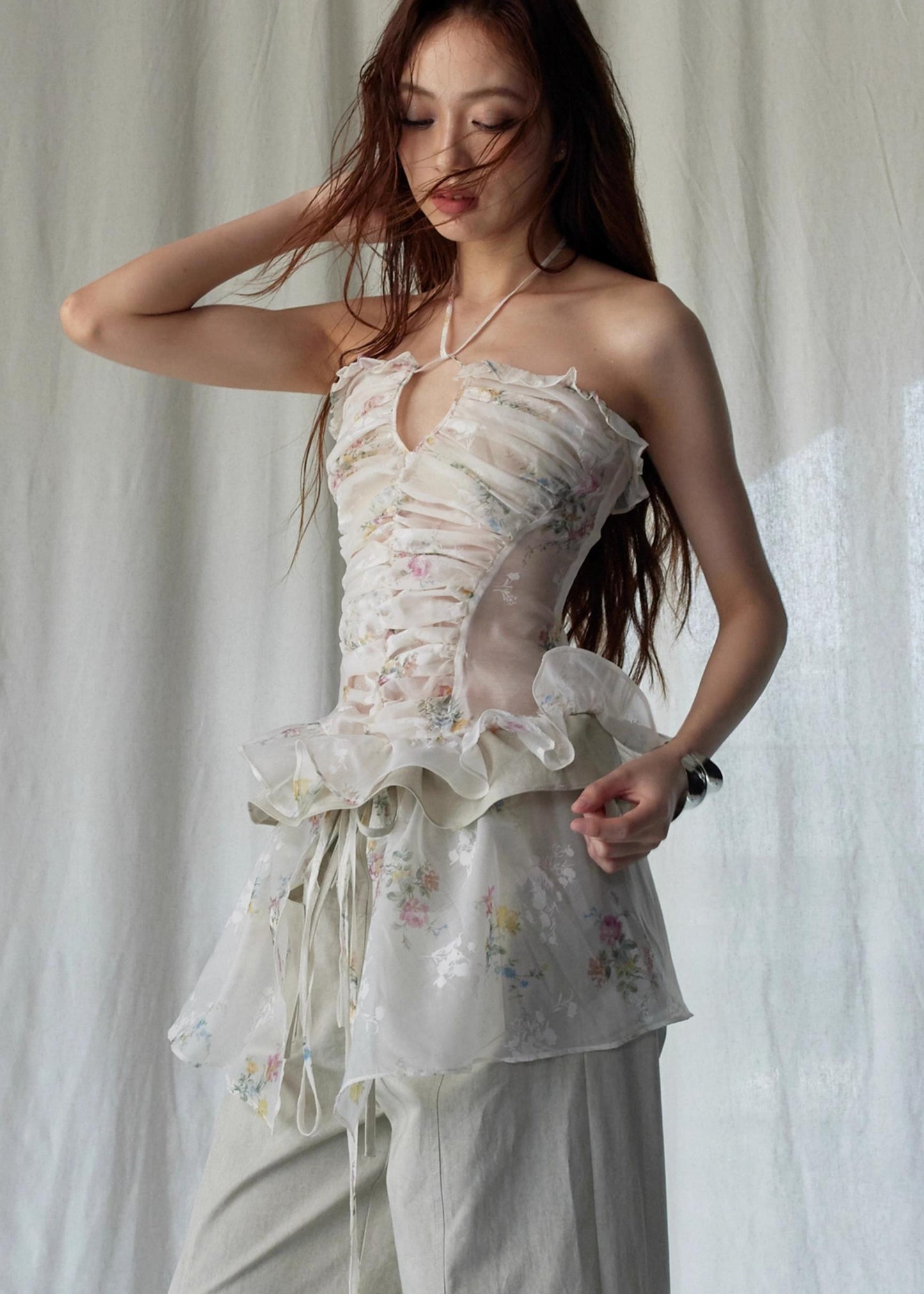 Vintage Floral Peplum Tank Top