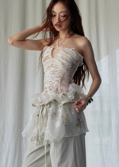 Vintage Floral Peplum Tank Top