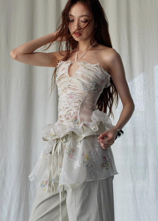 Vintage Floral Peplum Tank Top