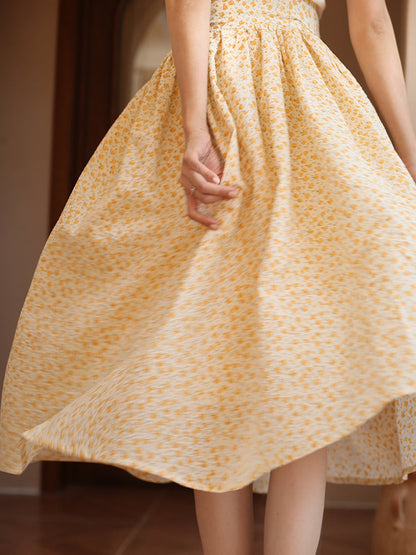 Wisteria yellow bouquet french retro skirt