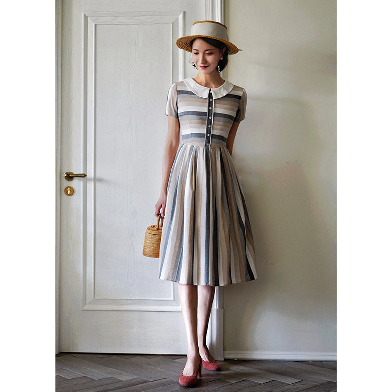 Literary Lady Vintage Striped Dress