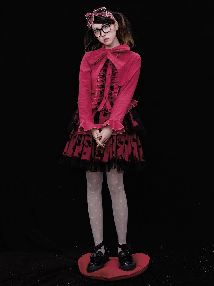 Showa Retro Sweet & Cute Bowknot Frilled Lolita Shirt【s0000003181】