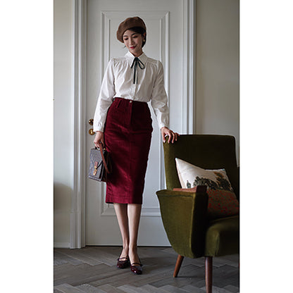 ladies velvet pencil skirt