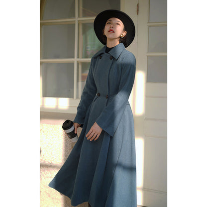 Gray Indigo Lady Classical Wool Coat