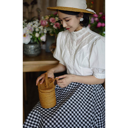 White thread embroidery vintage blouse