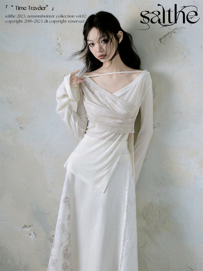 V-neck Strap Design Irregular Knitted Tops【s0000004381】