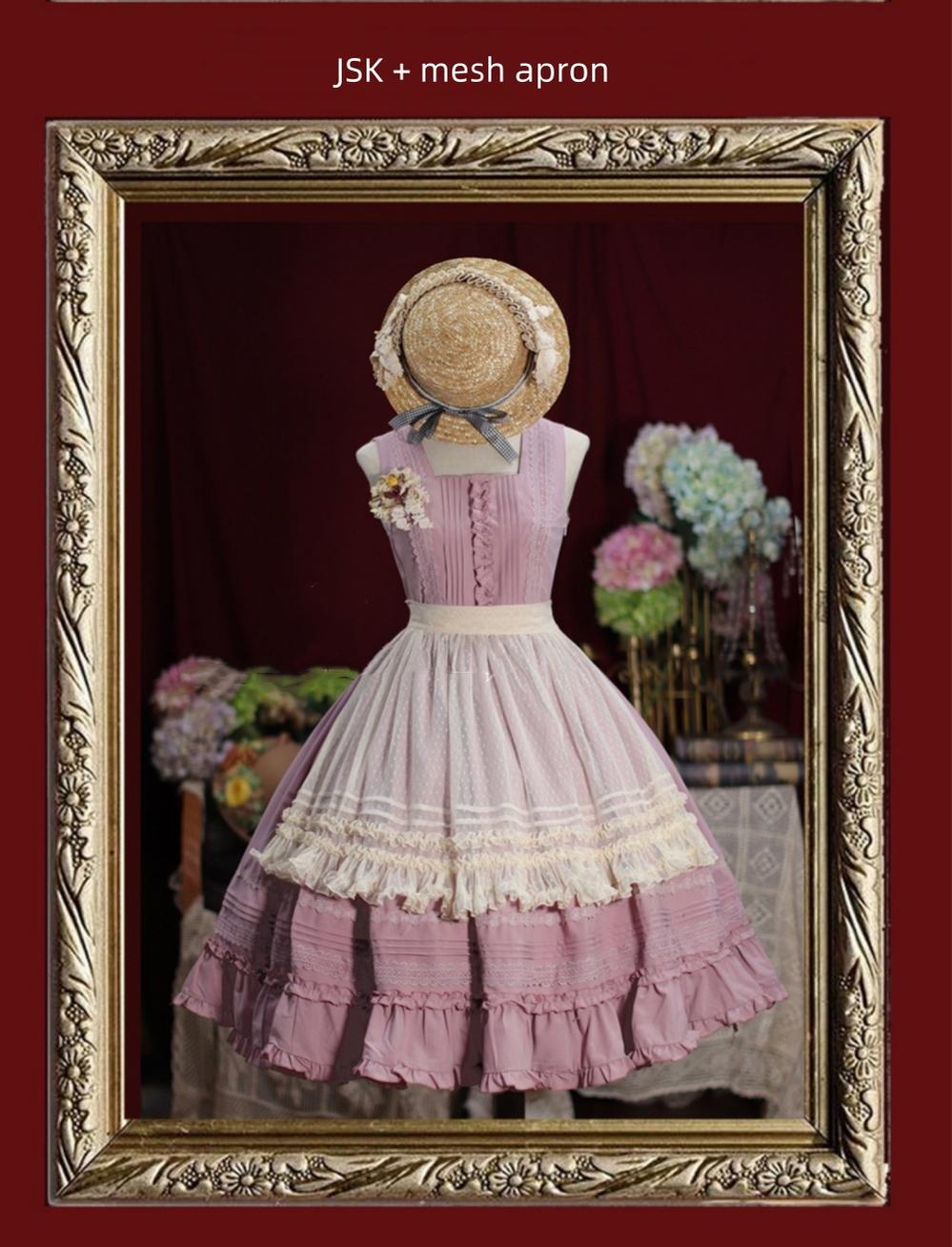 Tiny Garden - Nocturne Reminiscence - Elegant Lolita JSK Dress Multi-Wear Apron Dress Set