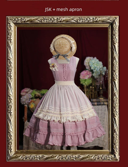 Tiny Garden - Nocturne Reminiscence - Elegant Lolita JSK Dress Multi-Wear Apron Dress Set