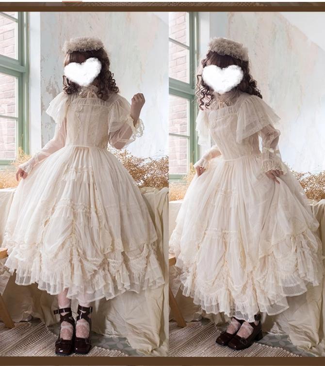 ThinkFly - Pleated Heart - Elegant Lolita Petticoat with Dotted Gauze Hem