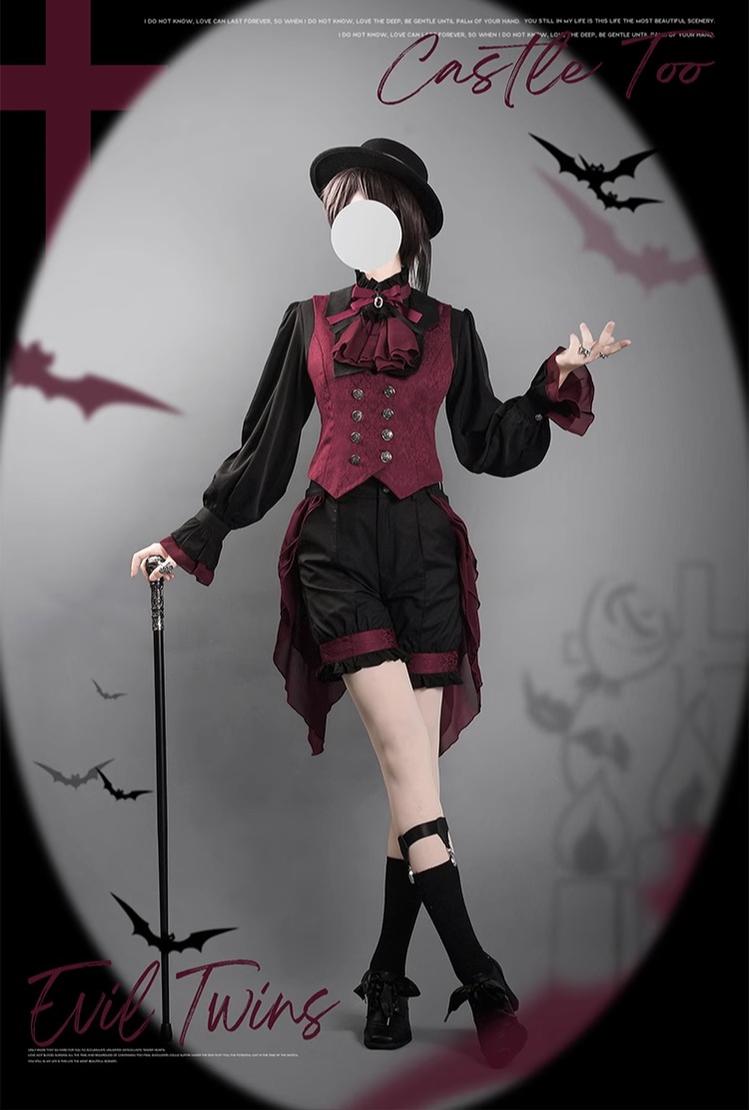 CastleToo - Evil Twins - Ouji Lolita Vest Shorts Skirt Set