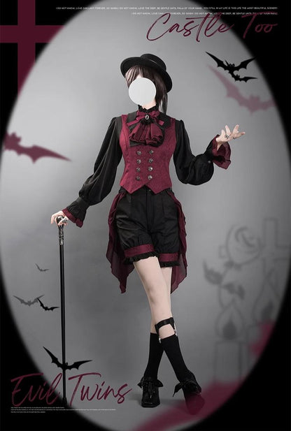 CastleToo - Evil Twins - Ouji Lolita Vest Shorts Skirt Set