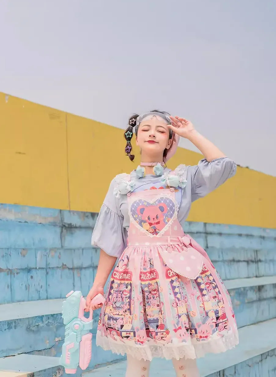 Chemical Romance - Sweetheart Doll Machine - Sweet Lolita Printed Salopette