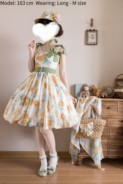 Akiyama Future Studio - Sunflower Print Lolita JSK Dress in Breathable Light Fabric