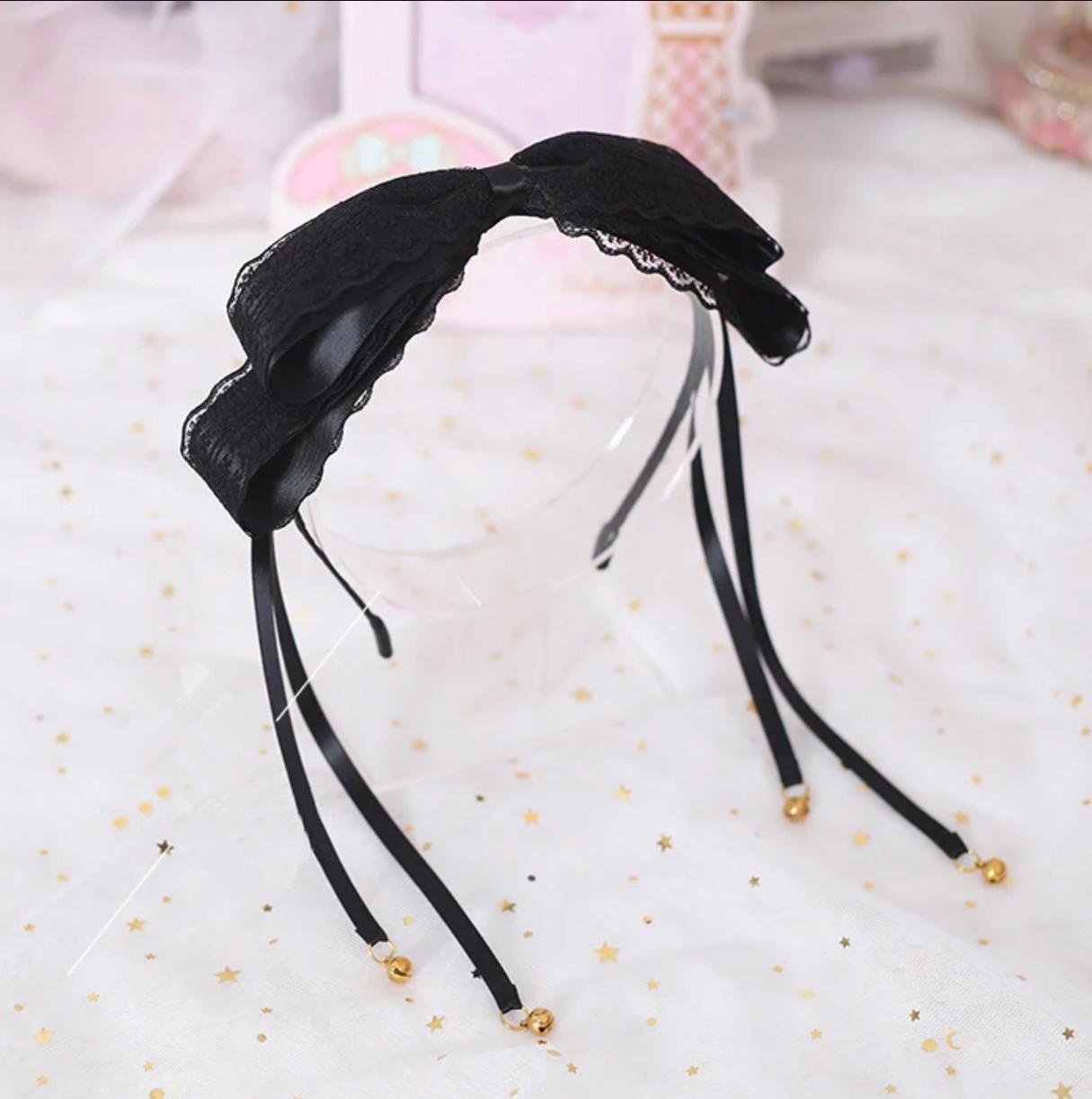 Xiaogui - Kawaii Lolita Bell KC Lace Bow Hair Accessory