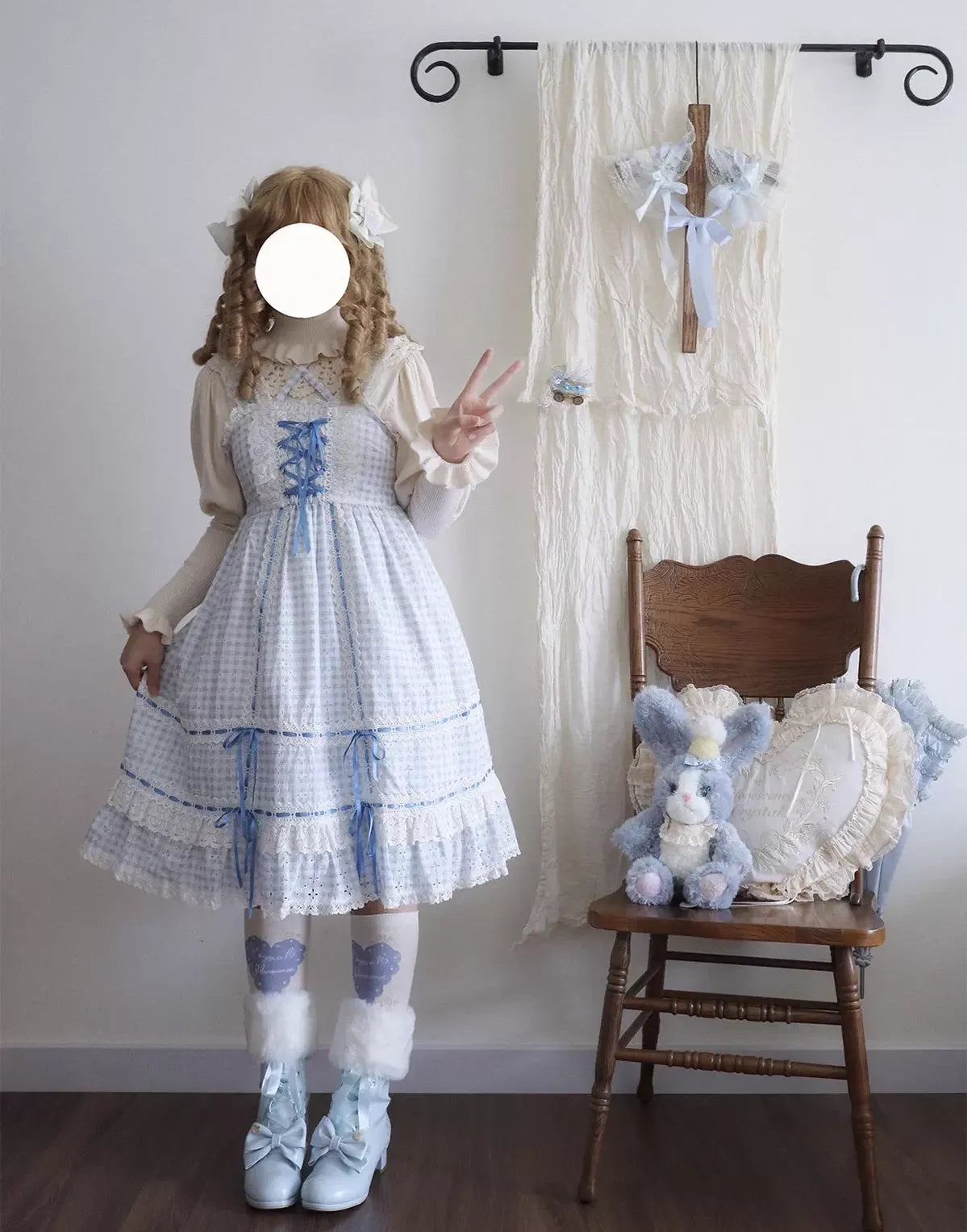 Sheep Puff - Snowy Mochi - Kawaii Lolita Winter Boots, Detachable Fur Trim