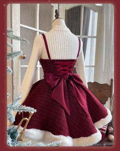 Tan Tuan - Winter Lolita Dress New Year Lolita JSK Plush Cape Set