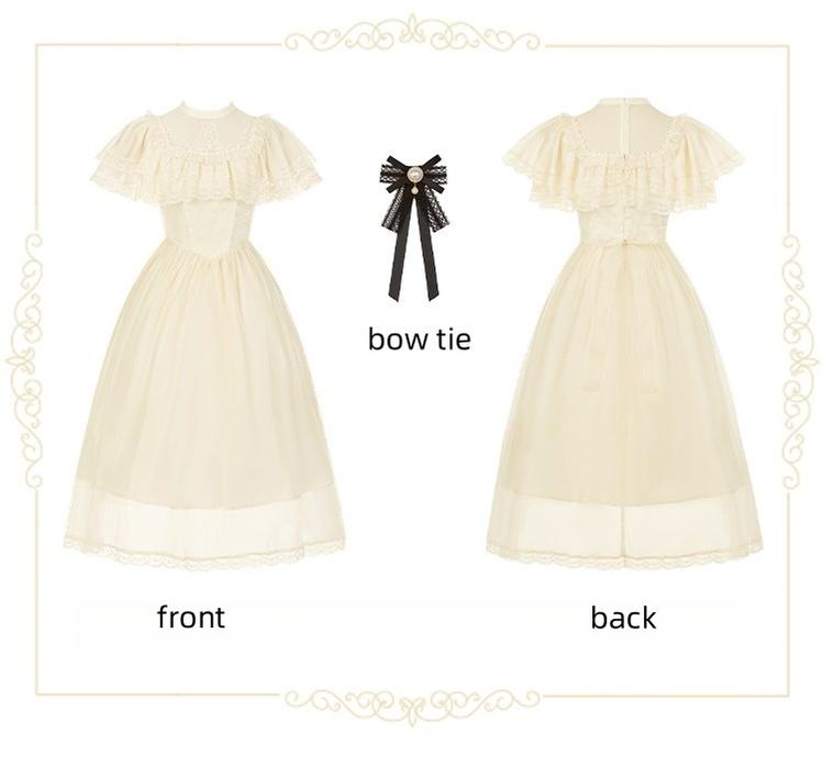 With PUJI - Morning Mist Estate - Twins Classic Lolita OP Dress, Edward Collar