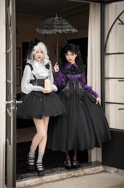 With PUJI - Thorny Night - Gothic Lolita Bust-supporting Skirt With Removable&Adjustable Strap