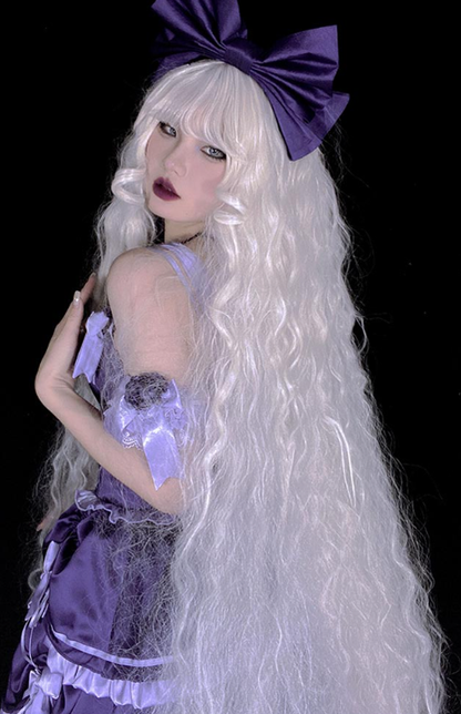 PippiPalace - White Moonlight - Elegant Long White Curly Lolita Wig