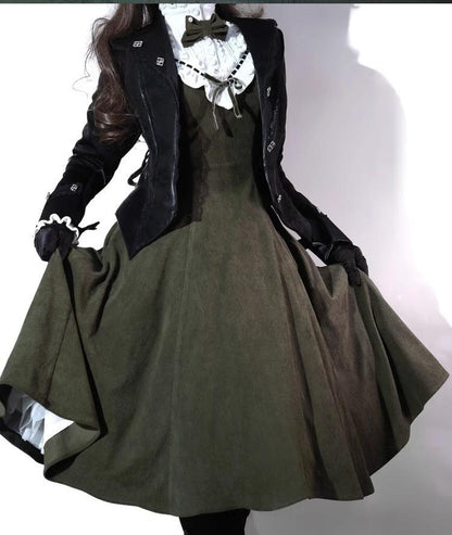 Miaoplus - Winter Birch Forest - Elegant Lolita OP Dress Corduroy Long Sleeve Winter Dress