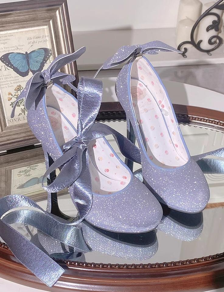 Pure Tea For Dream - Butterfly Specimen - Shiny Ballet Lolita Shoes Sweet Lolita Platform Heels