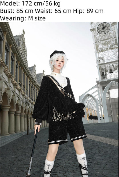 LizBird - Tomorrow Song - Ouji Lolita Loose Sweater and A-line Shorts