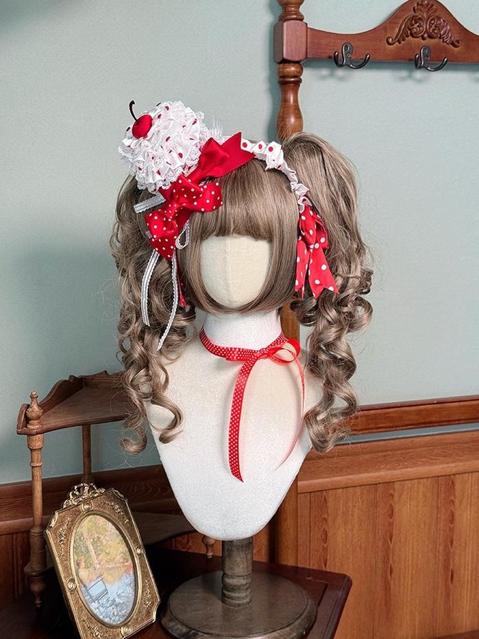 Shuang Sheng Xiao Xiong - Bite The Cake - Sweet Lolita Accessories, Red & White Polka Dots
