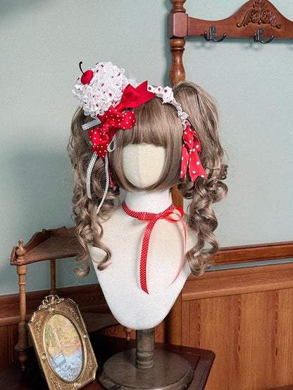 Shuang Sheng Xiao Xiong - Bite The Cake - Sweet Lolita Accessories, Red & White Polka Dots
