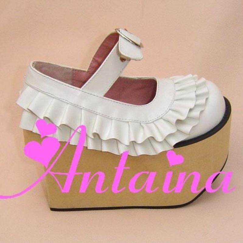 Antaina - Sweet Lolita Platform Shoes Lotus Leaf Edge Multicolor